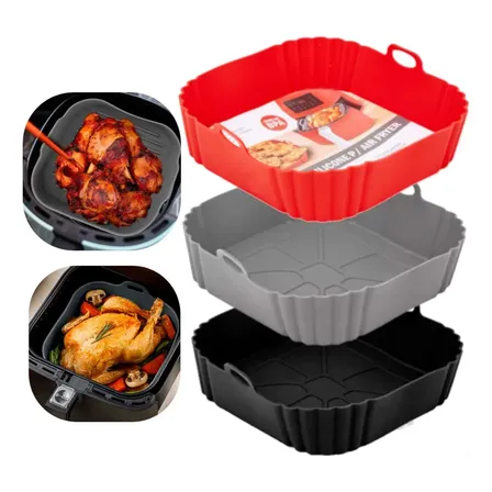 Kit 3 Forro Air Fryer Silicone Antiaderente Reutilizável Bpa