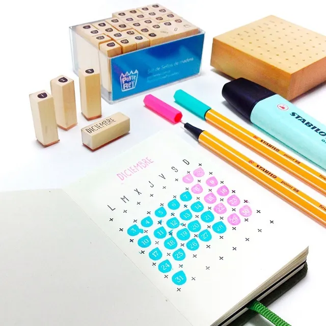 Sellos Bullet Journal: Números Calendario + Grilla