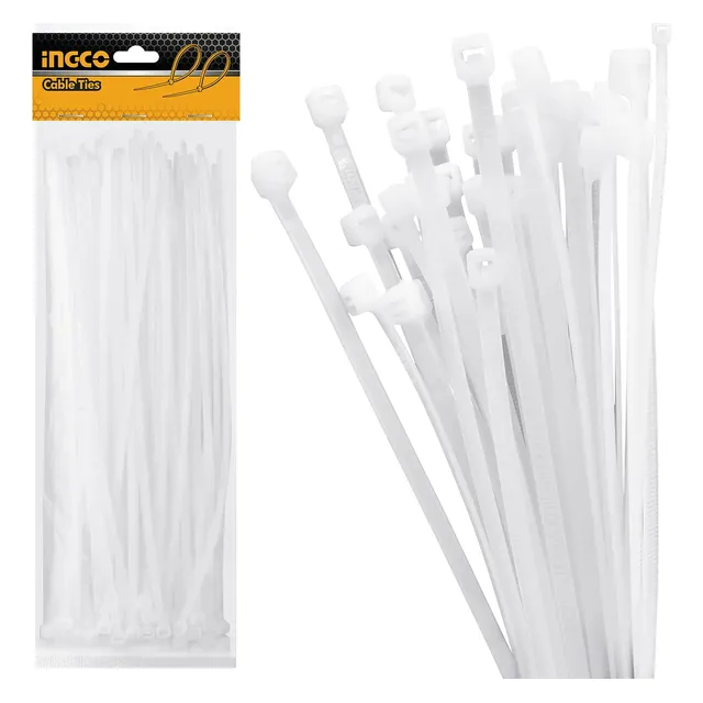 Precintos Ingco Color Blanco De Nylon 100pcs 40x7.2cm