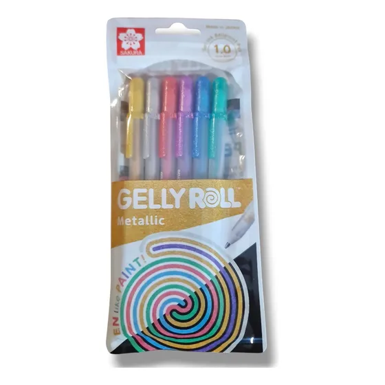 Set 6 Lápices Tinta Gel Sakura Gelly Roll Metallic Trazo