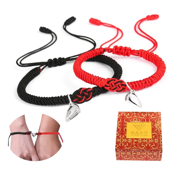Pulseras De Pareja Con Imán Love Ajustables Pareja De 2 Pzs