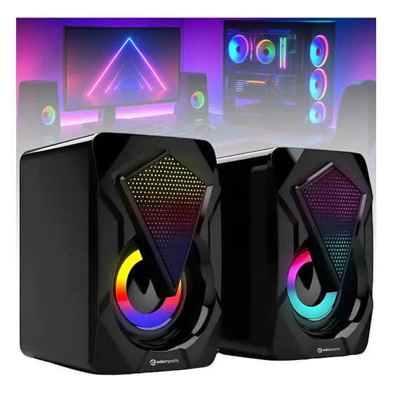 Caixinha De Som Para Pc Com Entrada P2 Usb Led Cor Preto Eduimports 127/220V