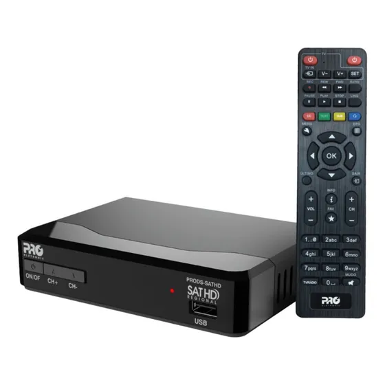 Receptor Tv Digital Sat Hd Proeletronic Controle Inteligente Cor Preto