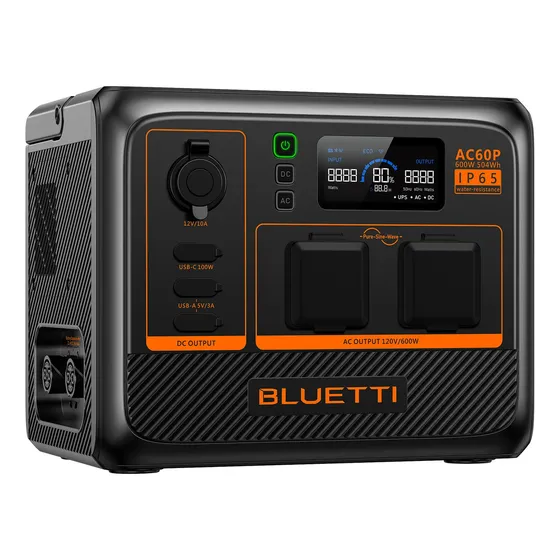 Generador eléctrico solar portátil Bluetti Ac60p 600 W 504 Wh