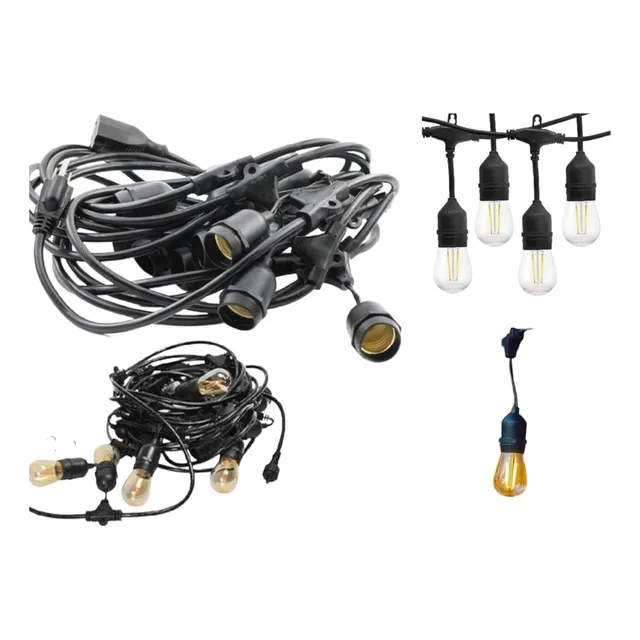 Guirnaldas Led Electricas 10m Para Focos Vintage + 20 Focos 