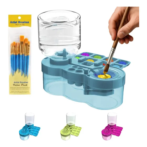 Limpador De Pincel De Pintura Artistica Com Godê E Pinceis