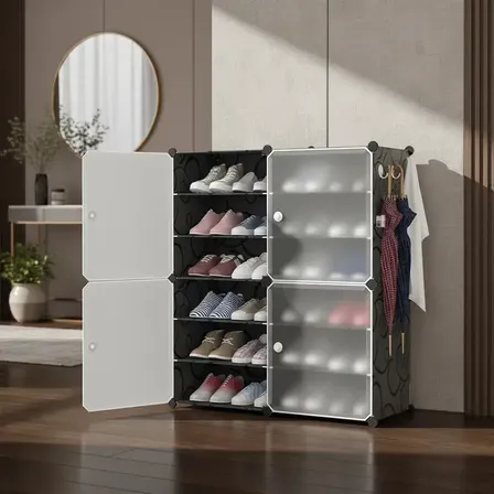 Estante Montada Guardar Sapatos Capacidade 24pares,ajustável Preto