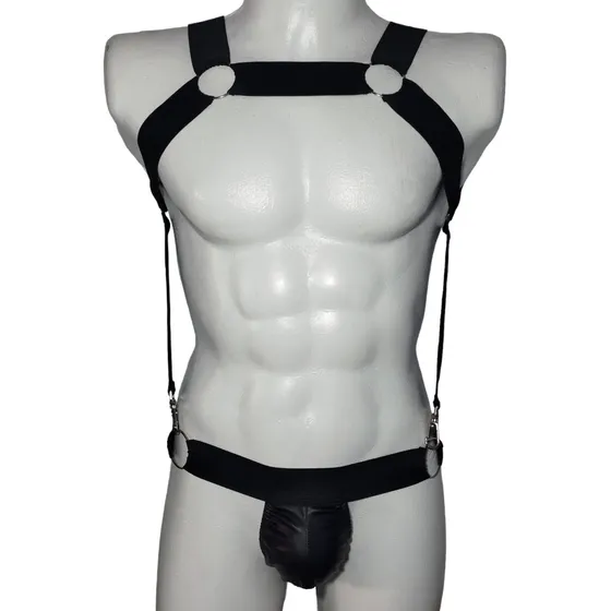 Set Conjunto Arnés En Elástico Y Suspensorio Tipo Cuero
