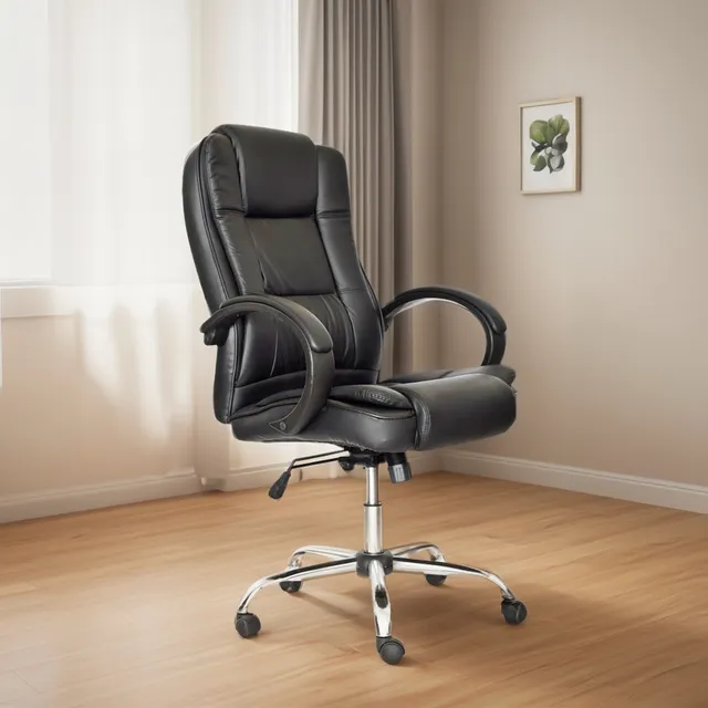 Silla Ergonómica Gerencial De Oficina - Ergoclass Color Negro Material del tapizado Cuero sintético
