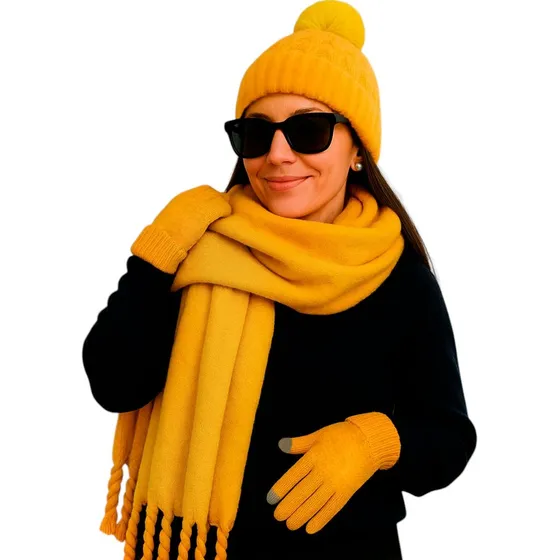 Promo Bufanda Bufandon + Gorro C/ Polar + Guantes Tactil