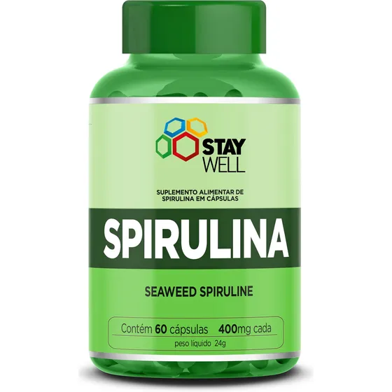 Spirulina 100% Pura - Fórmula Exclusiva com Matéria Prima Importada. - 60 Cápsulas