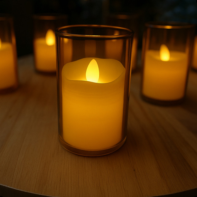 Kit Com 5 Velas Decorativas De Led Amarelas + Bateria Kit Com 5 Velas Decorativas De Led Amarelas + Bateria