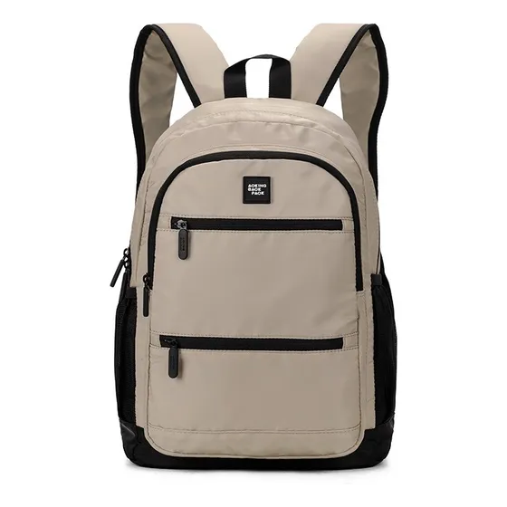 Mochila Liceal Estudiante Aoking Xn3306-5 Color Caqui Diseño de la tela Liso