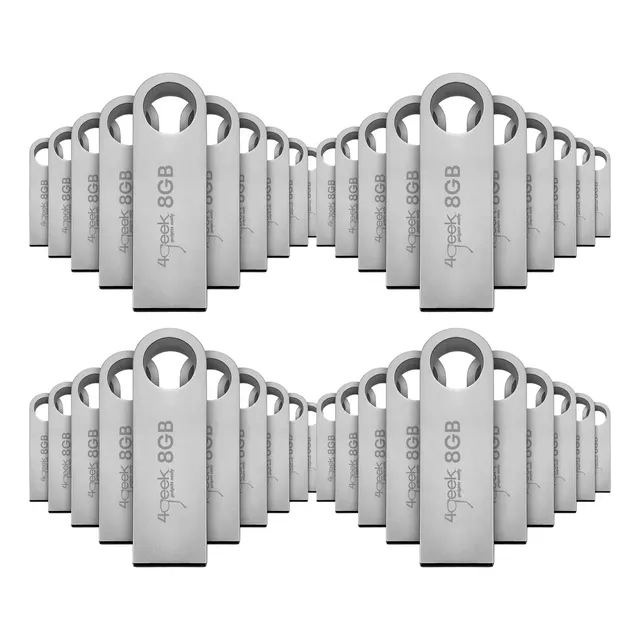 Kit 100 Memorias Usb 8gb Metálica 2.0 Bulk 4geek Suelta Plata Liso