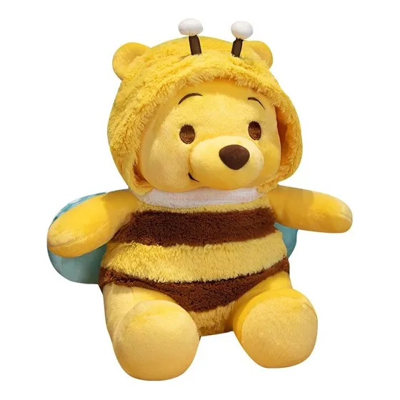 Peluche Traje Abeja Oso Winnie The Pooh Detalle 25cm Color Amarillo