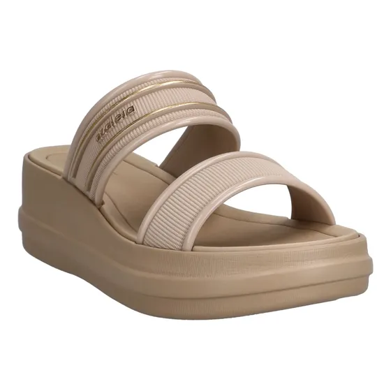 Sandalias Azaleia Kate Duo Slide Plat Fem-683 Beige Claro
