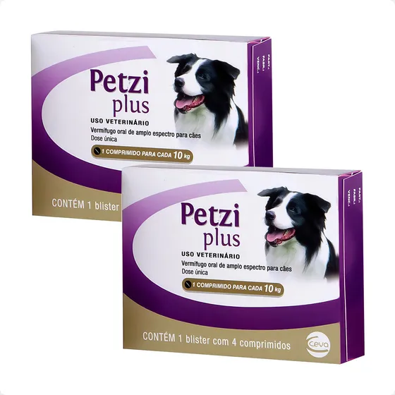 2 Petzi Plus Ceva Para Cães De 5 A 10kg - 4 Comprimidos
