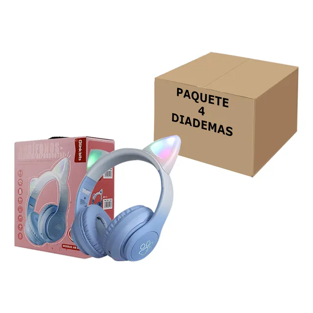 Audifonos Bluetooth Rgb Diadema Orejas Manos Libres 4pzs  
