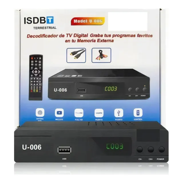 Decodificador/Receptor Isdbt U-006 de tda con señal digital negro 220V
