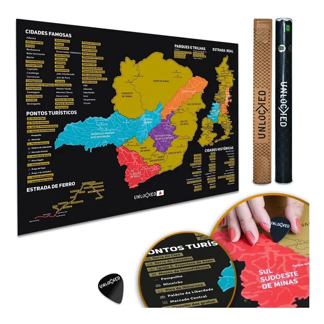 Mapa De Raspar Minas Gerais Unlocked Sem Moldura 82x60