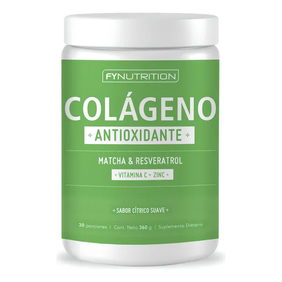 Pote Colágeno Hidrolizado Antioxidante Fynutrition Beauty con Resveratrol y Matcha en pote de 360gr Sabor Cítrico en Polvo