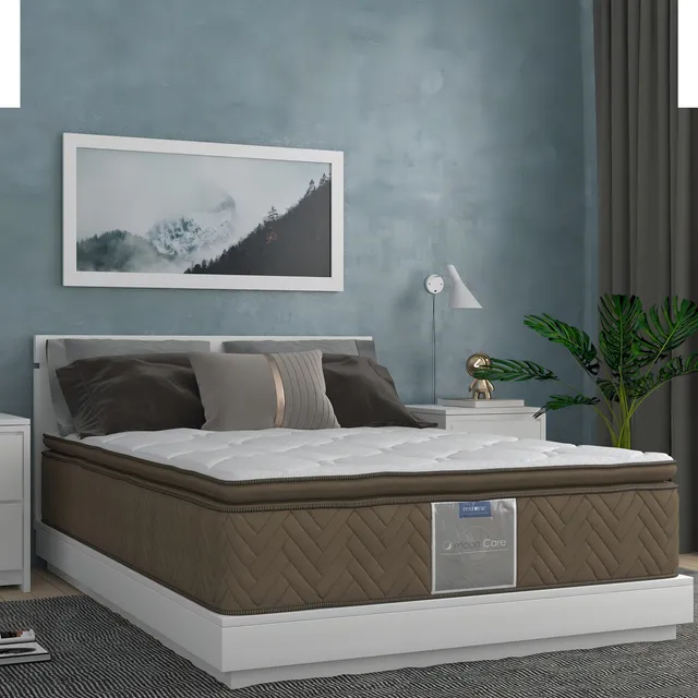 Colchón Restonic Queen Ortopedic+base Tactopiel+2 Almohadas Color Leyen