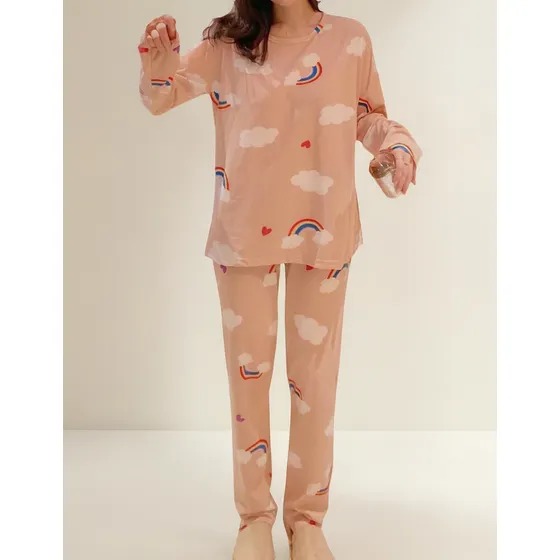 Pijama Remera Larga Y Pantalón Dama Abrigado Varios Dieños