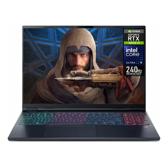 Laptop Gamer ACER Predator Helios Neo 16S NVIDIA GeForce RTX 5070 Ti Intel Core Ultra 9 275HX 32GB DDR5 SSD 1TB 16" WQXGA 240Hz Teclado Ingles Gaming Avanzado y Multitarea Extrema