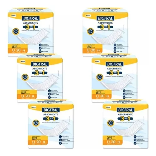 Kit 6 Pct Absorvente Geriátrico Bigfral 3 Em 1 Tam Único C20
