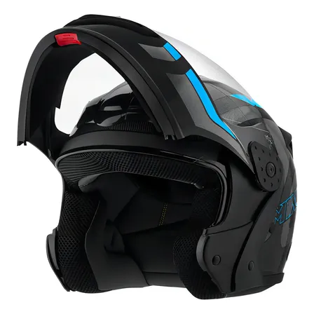Capacete Robocop Escamoteável Fechado Mixs Gladiator Delta S Cor Cinza/azul brilhante Tamanho do capacete 58