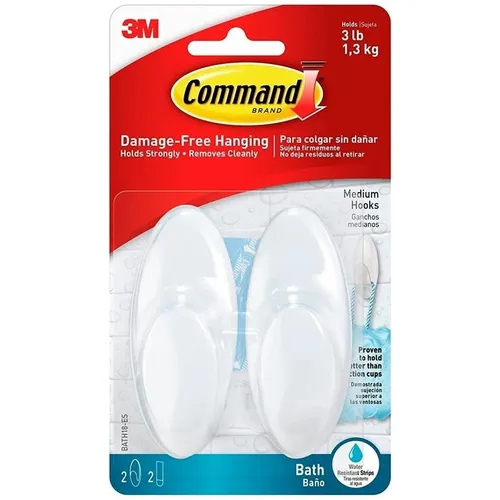 Gancho Command 3m Mediano Blanco 1,3kg 2uni Color Blanco