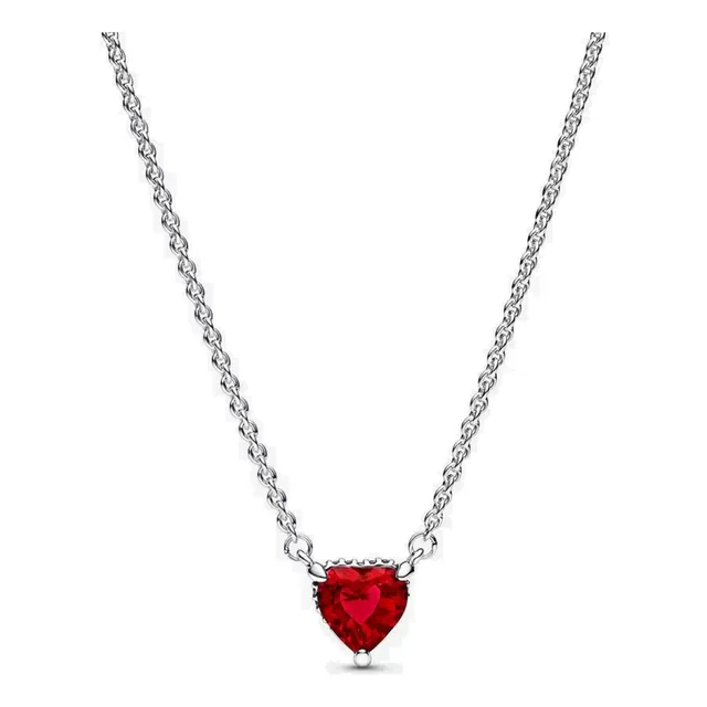 Collar Pandora Corazón Elevado Brillante Plata S925 Original