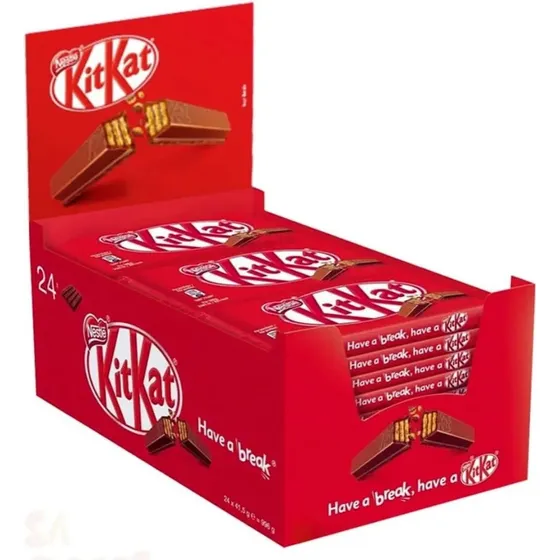 Chocolate Kit Kat Ao Leite 41,5g Caixa Com 24 Unidades Nestlé Wafer Com Chocolate
