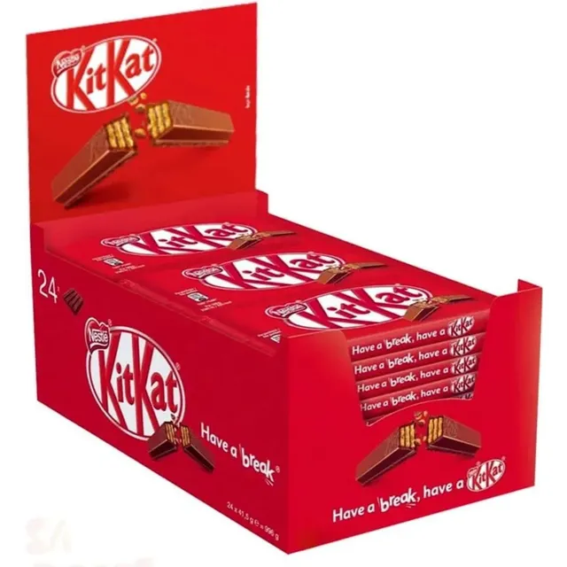 Chocolate Kit Kat ao leite 41,5g caixa com 24 unidades Nestlé wafer com chocolate