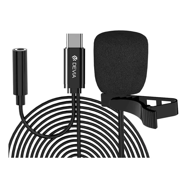 Micrófono Solapero Pc Smartphone Usb Tipo-c Devia - Cover Co Color Negro