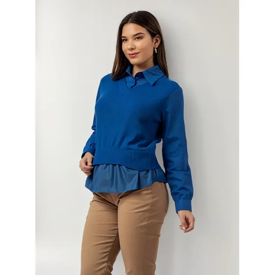 Chompa Camisero 2 En 1 Color Azul
