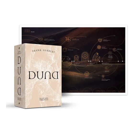 Box Duna Segunda trilogia com Pôster de Frank Herbert Editora Aleph capa dura em português 2021