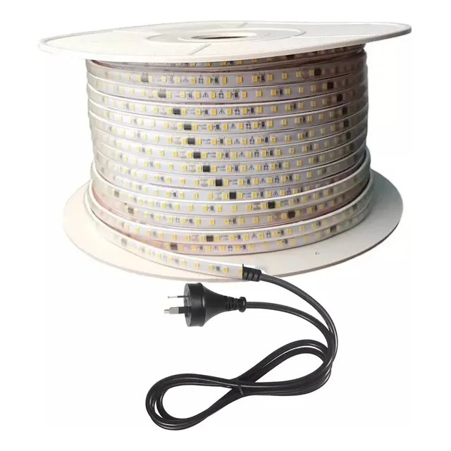 Tira Led 5 Mts Siliconada Luz Calida 220v Mesada Alacena 
