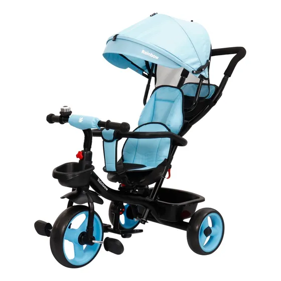 Triciclo Infantil Rainbow Safir Plus Con Manija Direccional Color Azul