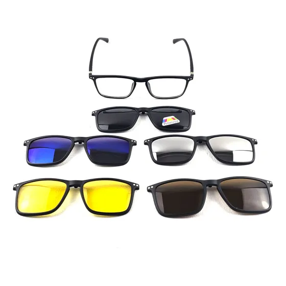 Armazón Lente Clip On 6en 1 Small/med Polarized Night Vision Color Negro Mate
