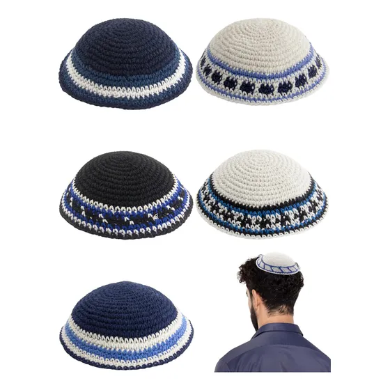 Holyudaica Pack De 5 Piezas - Kippah De Punto Hecho A Mano H