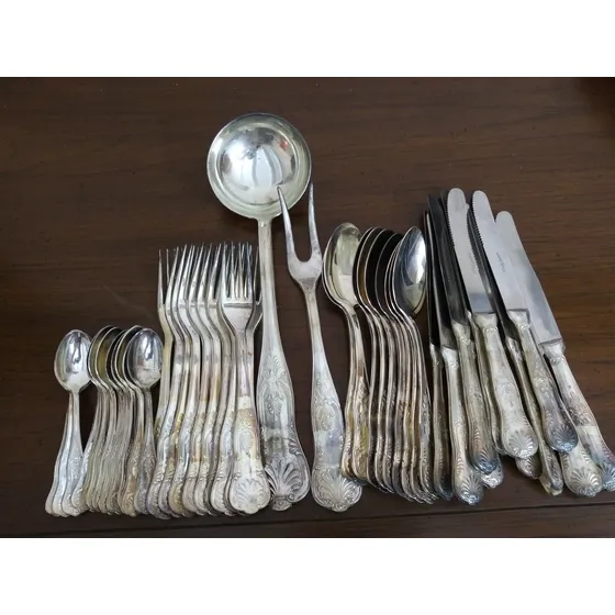 Juego De Cubiertos Antiguos Plata Arg 800