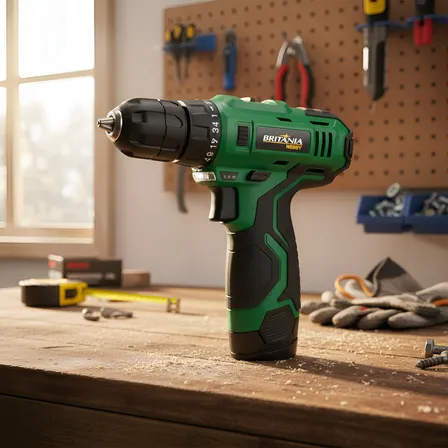 Parafusadeira Furadeira A Bateria 3/8 12v Bpf03 Britânia Verde 127/220v