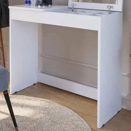 Mesa Escrivaninha Multifuncional Paris Espelho Penteadeira Branco