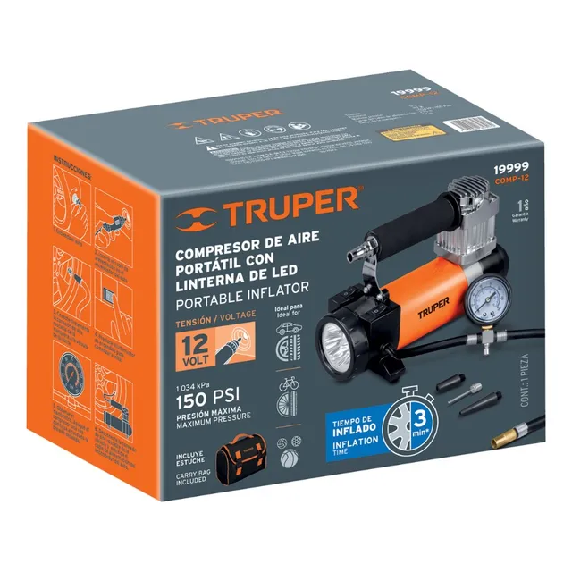 Compresor De Aire 12 V Portátil, Para Auto, Con Maletín