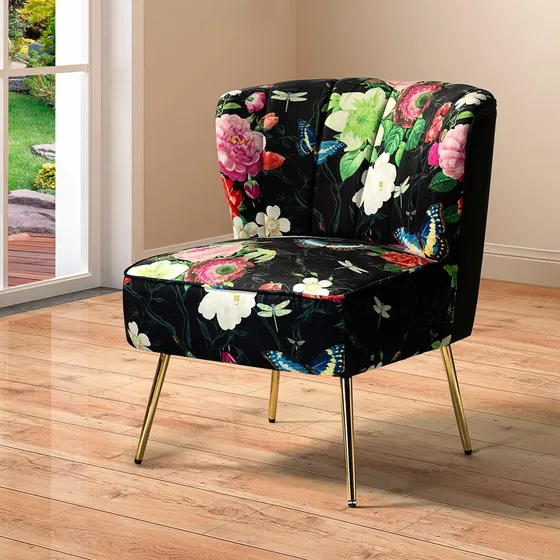 Tina's Home Silla Decorativa Brazo Pata Metal Dorado Comoda