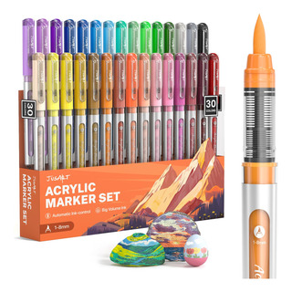 Marcadores De Pintura Acrílica 30 Colores Punta Pincel A Bas Marcadores De Pintura Acrílica 30 Colores Punta Pincel A Bas