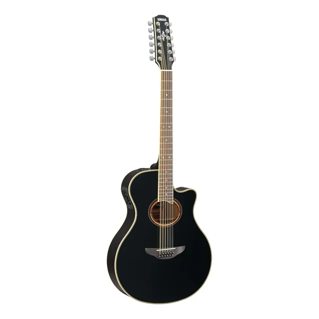 Guitarra Electroacústica Yamaha Docerola Apx700ii 12 Cuerdas Color Negro Orientación de la mano Derecha
