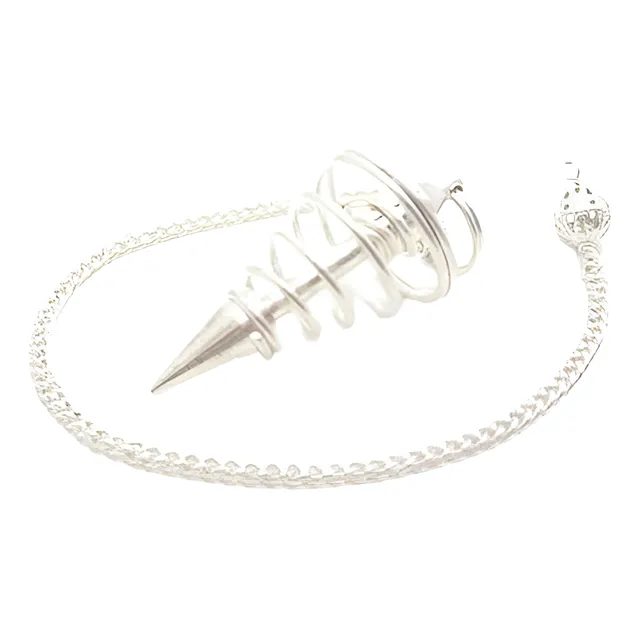 Pendulo Plateado De Metal Espiral
