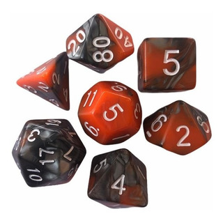 Set Dados Juegos Rol 7 Dados Naranja Con Gris Marmoleado Set Dados Juegos Rol 7 Dados Naranja Con Gris Marmoleado